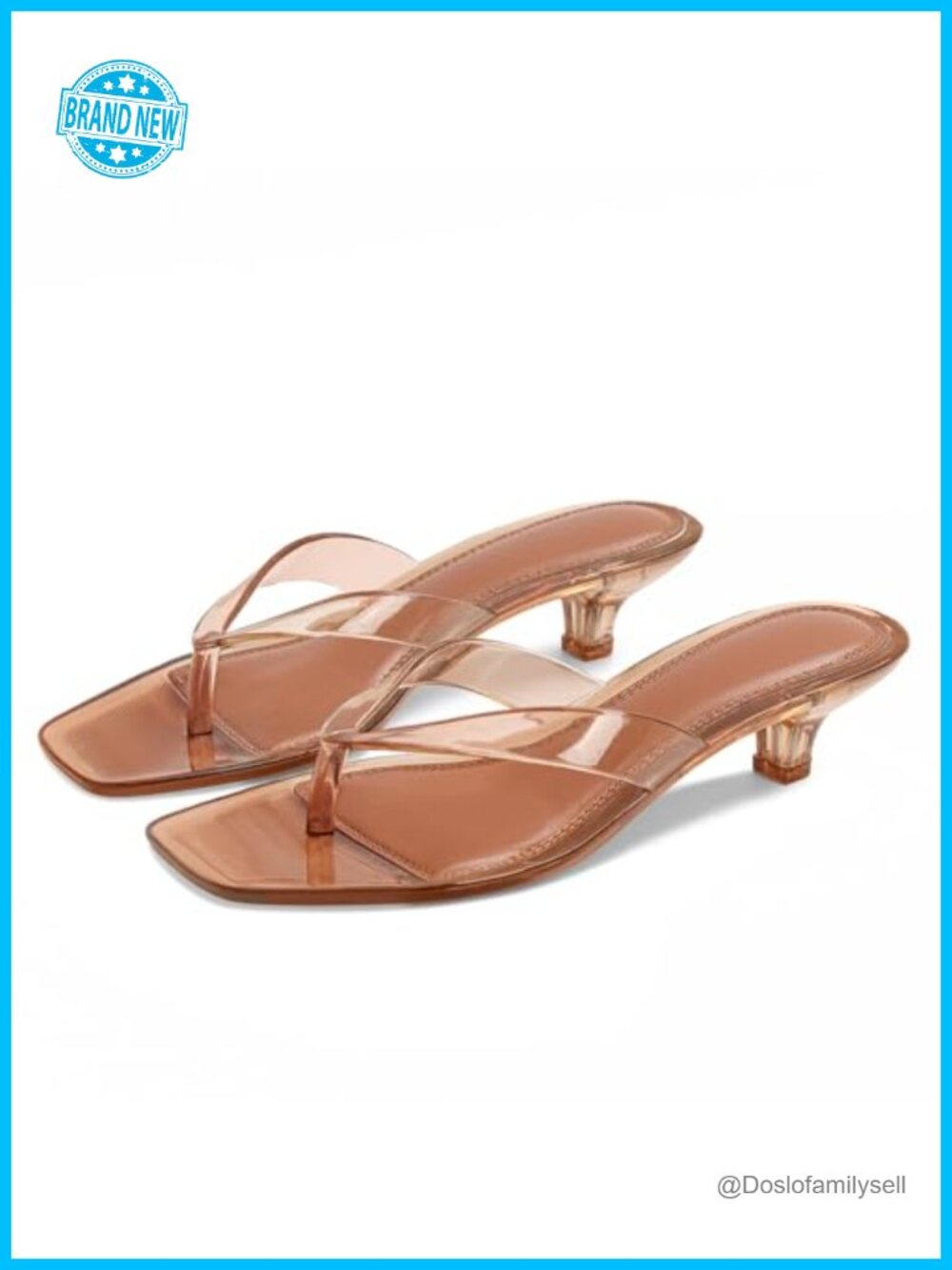 Kitten Heel Jelly Sandals Square Open Toe Flip Flop Low Heel Summer